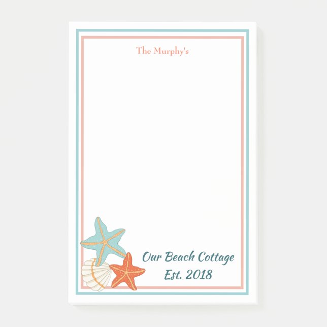 Starfish und Sea Muschel Post-it Klebezettel (Vorderseite)
