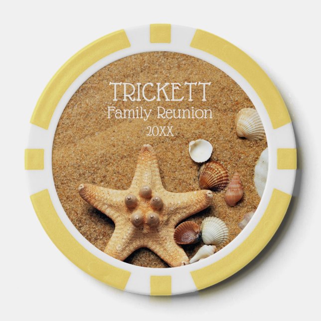 Starfish und Seashells Beach Family Wiedersehen Pokerchips (Vorderseite)