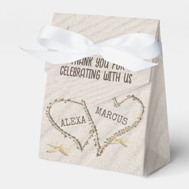 Starfish und Strandherzen mit Namen Geschenkschachtel (Vorderseite)