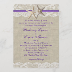 Starfish und White Lace Lila Einladung