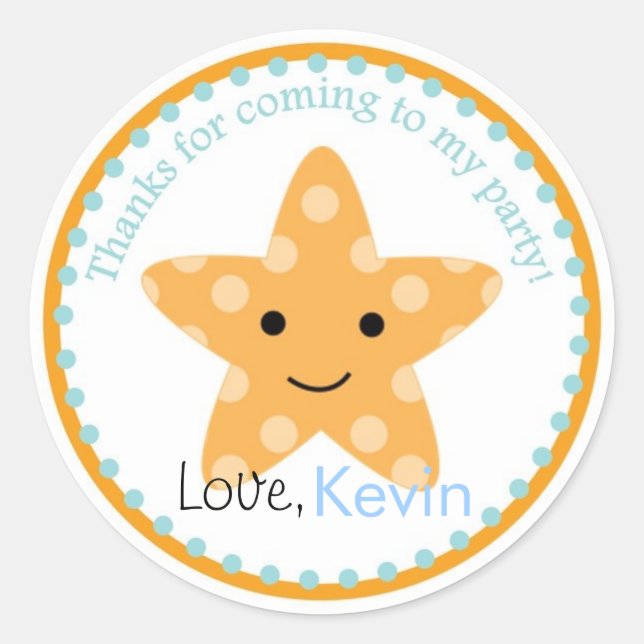 Starfish under Sea Birthday Sticker (Vorderseite)