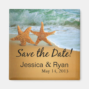 Starfish verbinden auf dem Strand Save the Date Magnet