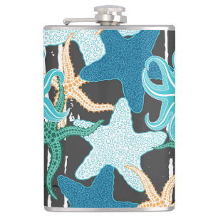 Starfish Vintag: dunkel gestreift Hintergrund. Flachmann