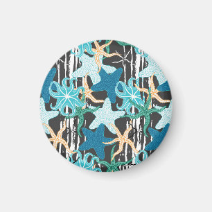 Starfish Vintag: dunkel gestreift Hintergrund. Magnet