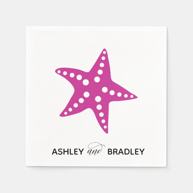 Starfish Wedkins, Strand, Fuchsia Pink Serviette (Vorderseite)