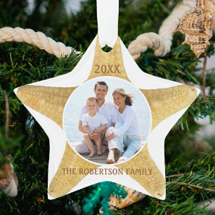 Starfish Weihnachtsfamilie Foto White Ornament