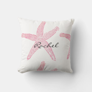 Starfish Weißer Pastell Pink Weißer Name Geschenk  Kissen