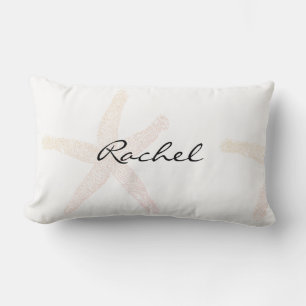 Starfish White Pastell Orange Name Template Beach Lendenkissen