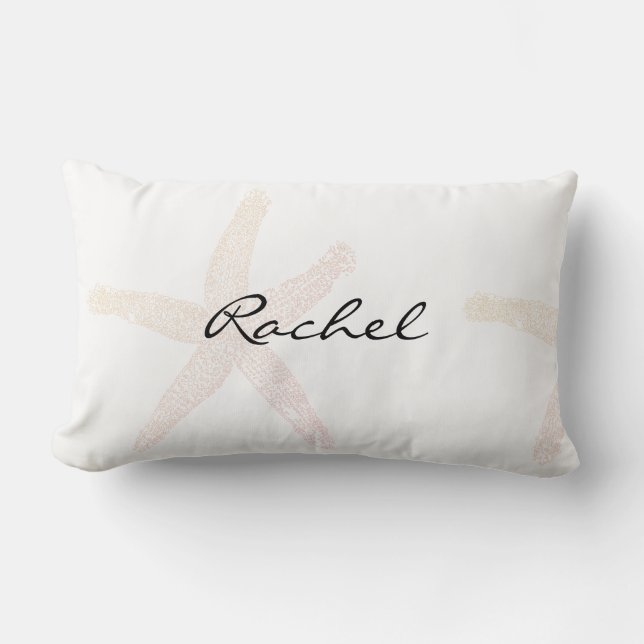 Starfish White Pastell Orange Name Template Beach Lendenkissen (Vorderseite)