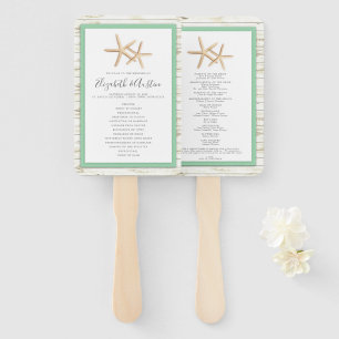 Starfish Whitewash Wood Beach Wedding Program Fan Fächer