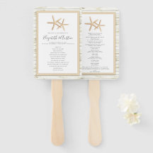 Starfish Whitewash Wood Beach Wedding Program Fan