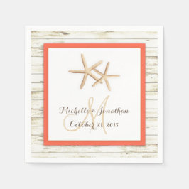 Starfish Whitewusch Wood Beach Hochzeit Napkin Serviette
