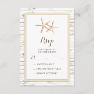 Starfish Whitewusch Wood Beach Hochzeit UAWG RSVP Karte