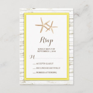 Starfish Whitewusch Wood Beach Hochzeit UAWG RSVP Karte