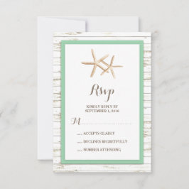Starfish Whitewusch Wood Beach Hochzeit UAWG RSVP Karte