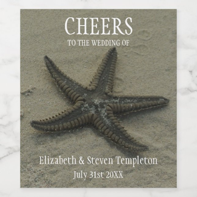 Starfish Wine Beach Wedding Label Weinetikett (Einzelnes Label)