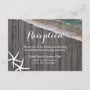 Starfish Wood Background Strand Hochzeit Empfang Begleitkarte