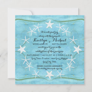 Starfish Wreath Ocean Beach Wasserfarbe Blau Musch Einladung