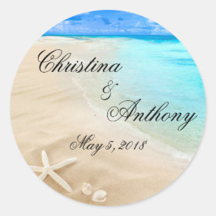 Starfish Zielstrand Hochzeitstippelchen Runder Aufkleber