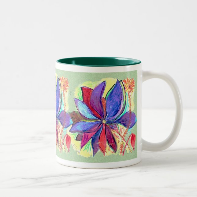 Starflower Tasse auf grünem Hintergrund (Rechts)