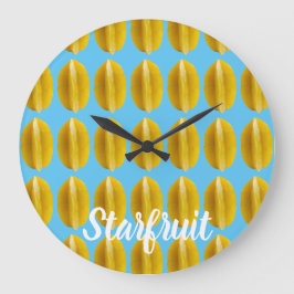 Starfruit Carambola Muster Frucht für Vegane Große Wanduhr
