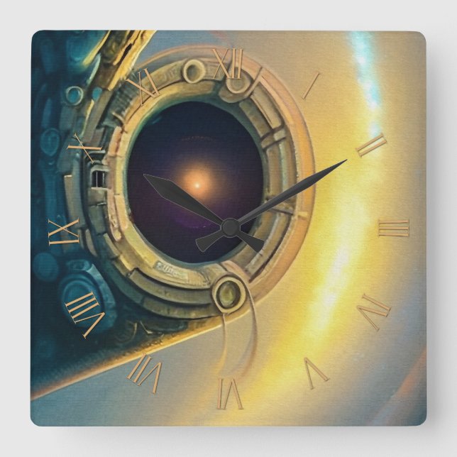 Stargate am Himmel Quadratische Wanduhr (Vorderseite)