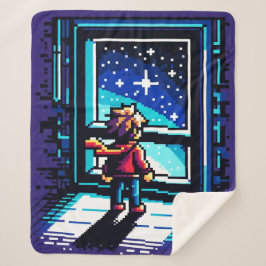 Stargazer beim Window Dreamy Pixel Art Night Sky Sherpadecke