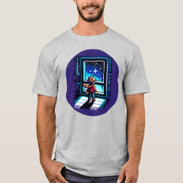 Stargazer beim Window Dreamy Pixel Art Night Sky T-Shirt