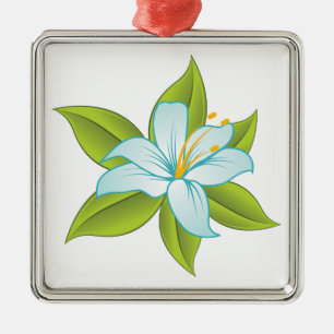 Stargazer Hellblau-Lilie-Dekoration Silbernes Ornament