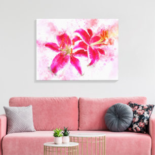 Stargazer-Lilie Aquarell - wb 03 Leinwanddruck