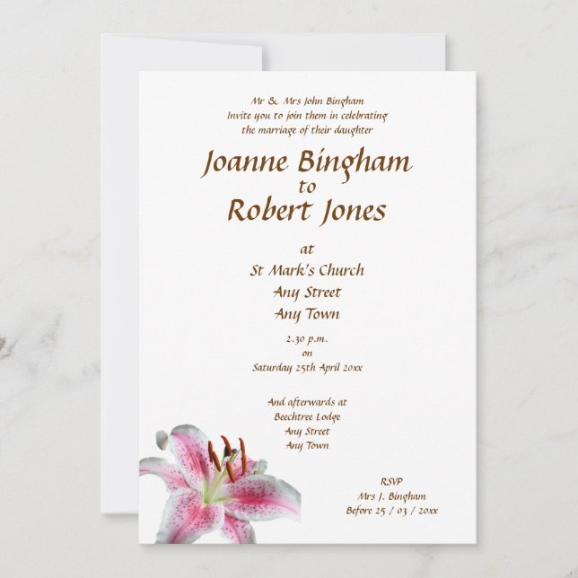 Stargazer-Lilie Einladung (Vorderseite)