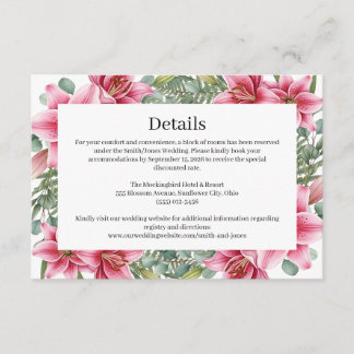 Stargazer-Lilien-Hochzeitsdetails Karte
