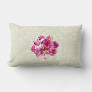 Stargazer-Lilien und Rosen Lendenkissen