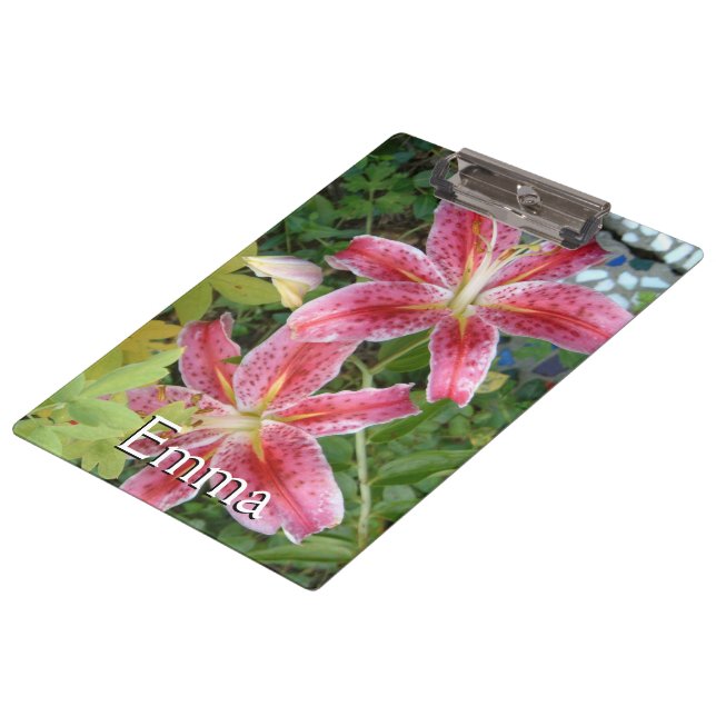Stargazer Lilies Garden Klemmbrett (Schrägansicht)