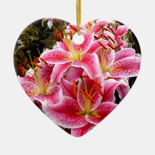 "Stargazer" Lilies Keramik Ornament (Vorne)
