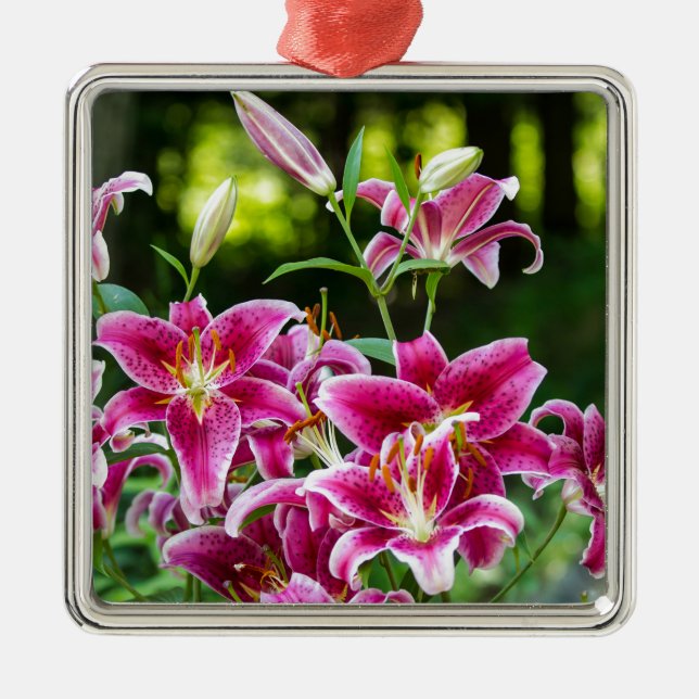 Stargazer Lilies Ornament Aus Metall (Vorne)