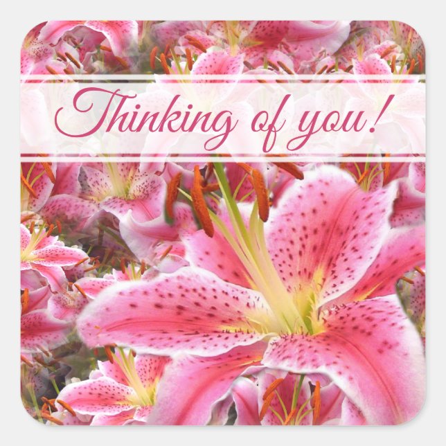 "Stargazer" Lilies Square Sticker (Vorderseite)