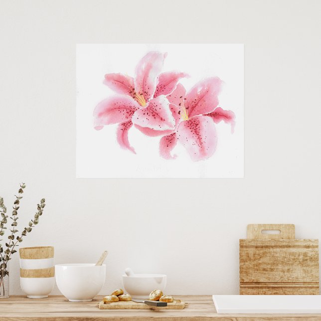 Stargazer Lilies Watercolor Poster (Küche)