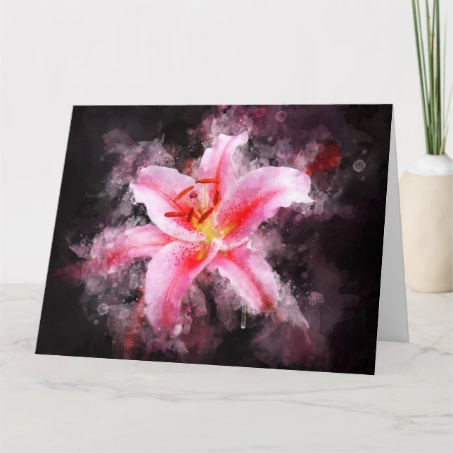 Stargazer Lily Blume Aquarell - bb 01 Dankeskarte (Vorderseite)