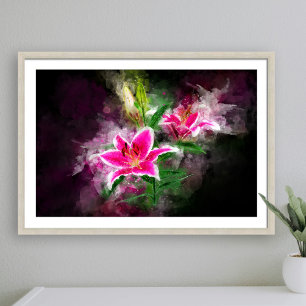 Stargazer Lily Blume Aquarell - bb 02 Poster
