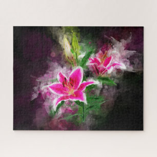 Stargazer Lily Blume Aquarell - bb 02 Puzzle