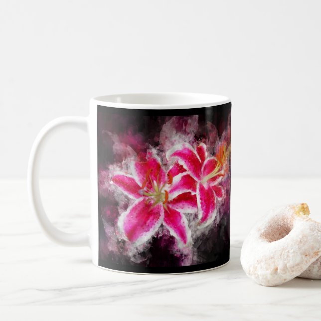 Stargazer Lily Blume Aquarell - bb 03 Kaffeetasse (Mit Donut)
