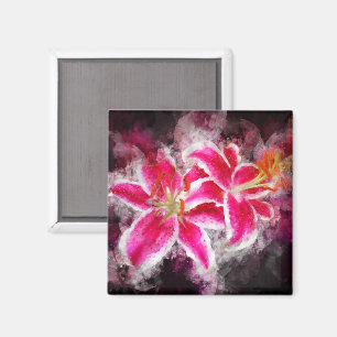 Stargazer Lily Blume Aquarell - bb 03 Magnet