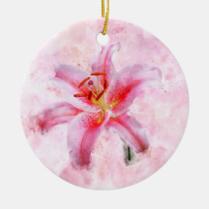 Stargazer Lily Blume Aquarell - wb 01 Keramik Ornament