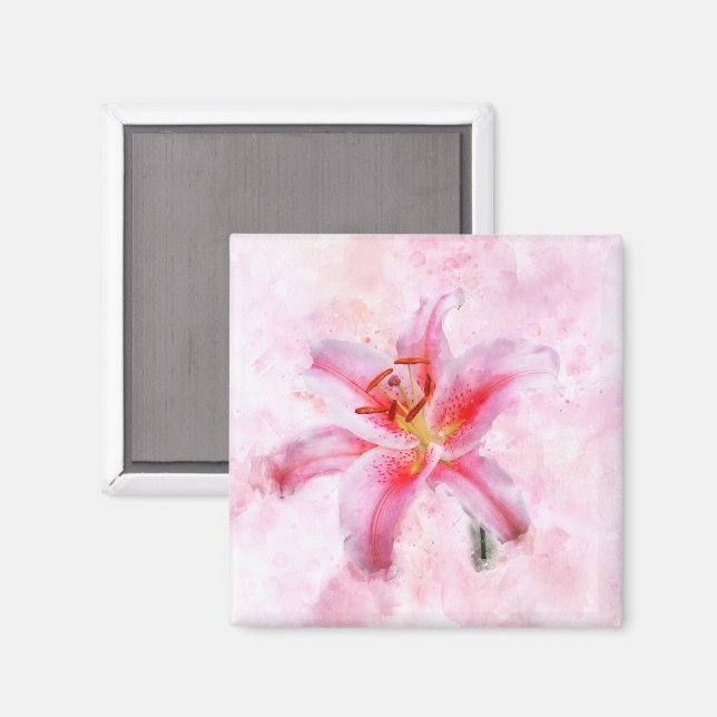 Stargazer Lily Blume Aquarell - wb 01 Magnet (Vorderseite/Rückseite)