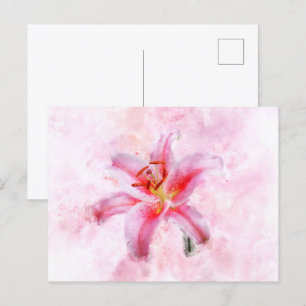 Stargazer Lily Blume Aquarell - wb 01 Postkarte