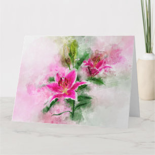 Stargazer Lily Blume Aquarell - wb 02 Dankeskarte