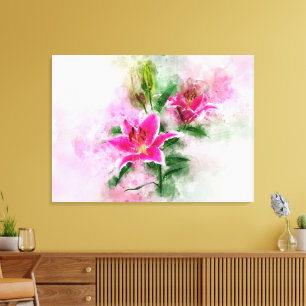 Stargazer Lily Blume Aquarell - wb 02 Leinwanddruck