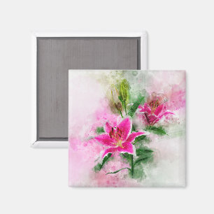 Stargazer Lily Blume Aquarell - wb 02 Magnet