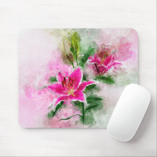 Stargazer Lily Blume Aquarell - wb 02 Mousepad